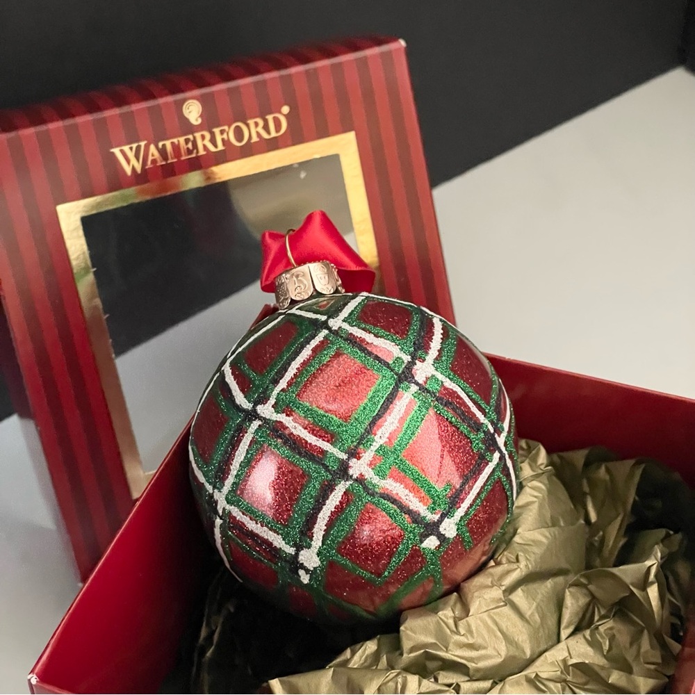 Plaid Glitter Ball Ornament - Holiday Heirloom by Waterford